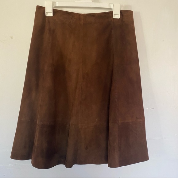 TOMMY HILFIGER Women's Chestnut Brown Suede A-Line Skirt Fully Lined Size 6 - Picture 5 of 9
